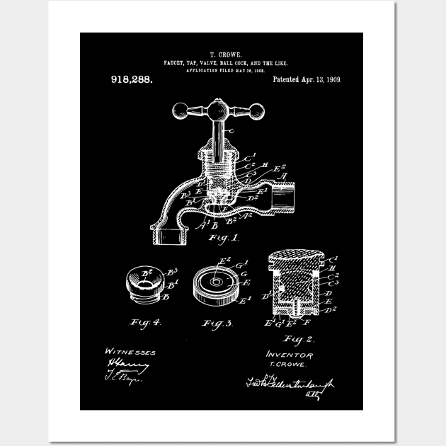 Tap water mixer patent , faucet for bathroom sink blueprint poster / faucet tap Patent Illustration / plumber gift idea Wall Art by Anodyle